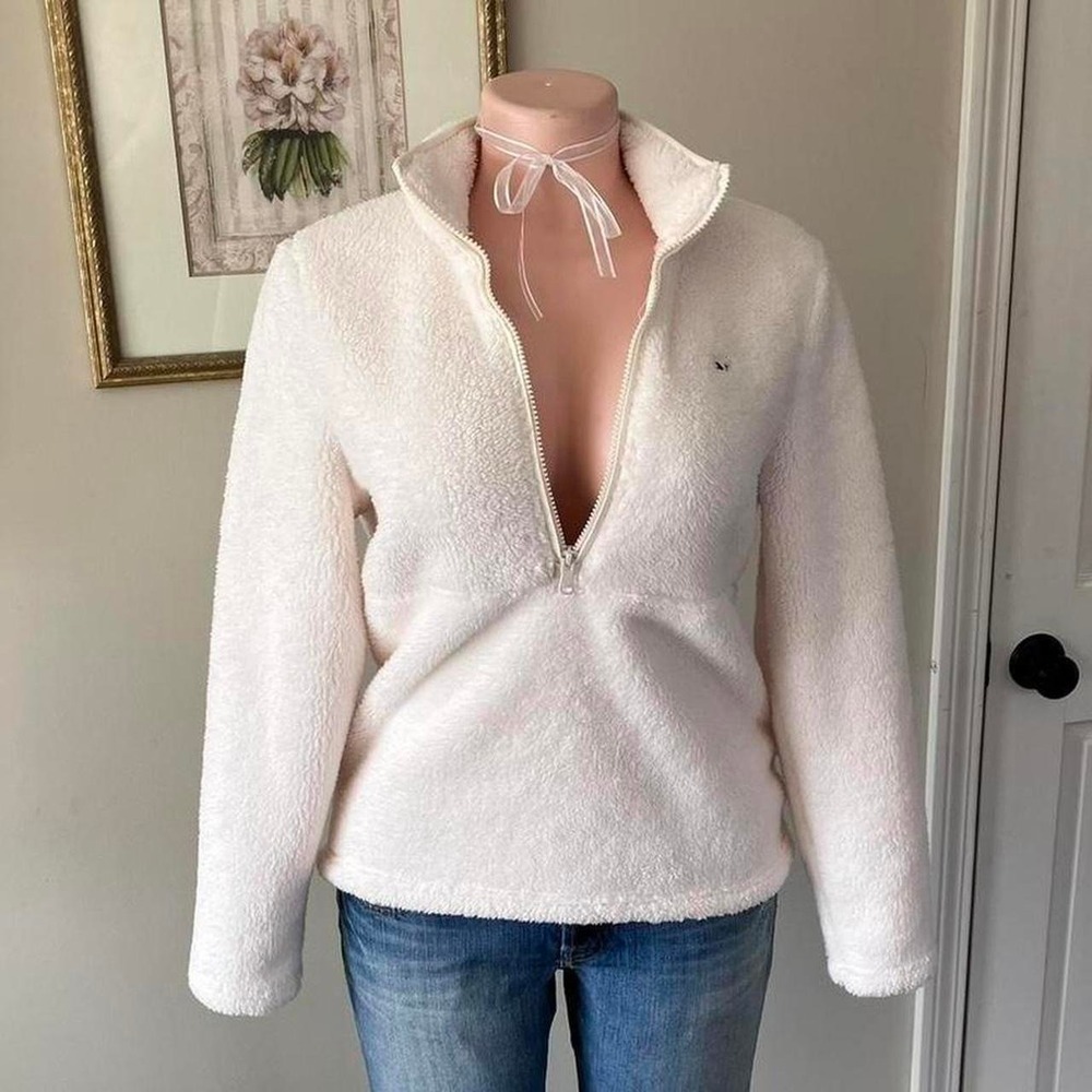 Vineyard vines cream sherpa quarter zip sweater